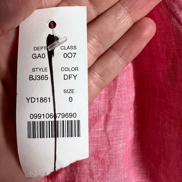 J.Crew Pink V-Back Short Sleeve Linen Top Size 0 NWT - Picture 8 of 9